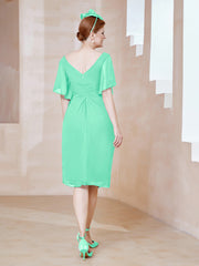Robe en Mousseline à Col en V Orné de Strass Turquoise Grande Taille