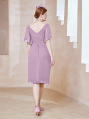 Robe en Mousseline à Col en V Orné de Strass Glycine