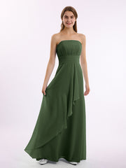 Sans Bretelles Mousseline Robe Demoiselle d'honneur Olive Verte Grande Taille