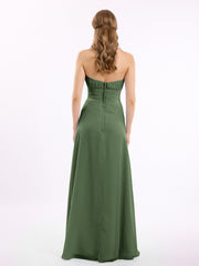 Sans Bretelles Mousseline Robe Demoiselle d'honneur Olive Verte Grande Taille