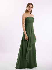 Sans Bretelles Mousseline Robe Demoiselle d'honneur Olive Verte Grande Taille