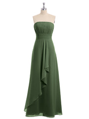 Sans Bretelles Mousseline Robe Demoiselle d'honneur Olive Verte Grande Taille