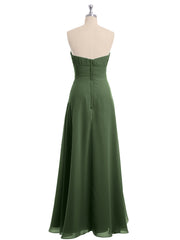 Sans Bretelles Mousseline Robe Demoiselle d'honneur Olive Verte Grande Taille
