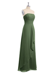 Sans Bretelles Mousseline Robe Demoiselle d'honneur Olive Verte Grande Taille