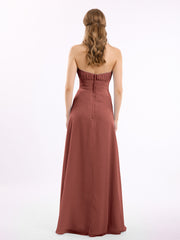 Sans Bretelles Mousseline Robe Demoiselle d'honneur terracotta