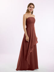 Sans Bretelles Mousseline Robe Demoiselle d'honneur terracotta