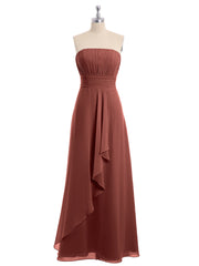 Sans Bretelles Mousseline Robe Demoiselle d'honneur terracotta