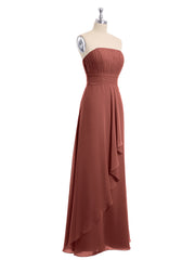 Sans Bretelles Mousseline Robe Demoiselle d'honneur terracotta