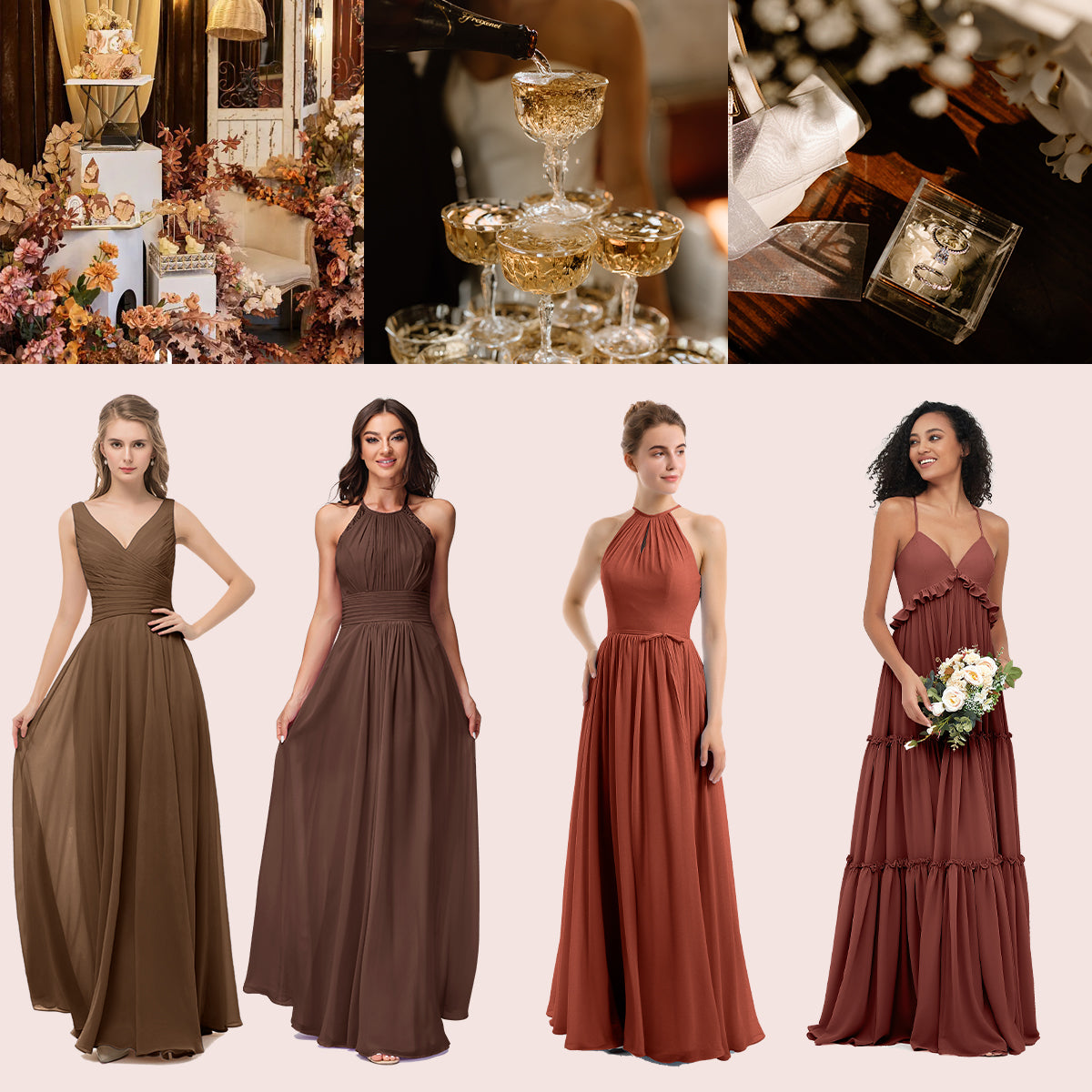 ROBES DE DEMOISELLE D’HONNEUR EN BRUN