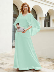 Robe Perlée Longueur au Sol avec Manches Flottantes à Col en V Vert Menthe