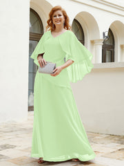 Robe Perlée Longueur au Sol avec Manches Flottantes à Col en V Sauge Grande Taille