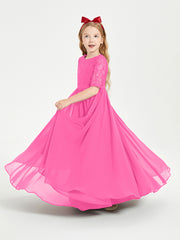 Robes de Demoiselle d'Honneur Junior en Dentelle à Demi-Manches Azalée