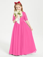 Robes de Demoiselle d'Honneur Junior en Dentelle à Demi-Manches Azalée