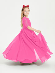 Robes de Demoiselle d'Honneur Junior en Dentelle à Demi-Manches Azalée