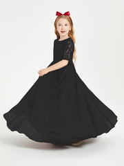 Robes de Demoiselle d'Honneur Junior en Dentelle à Demi-Manches Noir