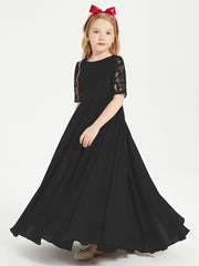 Robes de Demoiselle d'Honneur Junior en Dentelle à Demi-Manches Noir