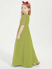 Robes de Demoiselle d'Honneur Junior en Dentelle à Demi-Manches Trèfle