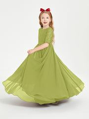 Robes de Demoiselle d'Honneur Junior en Dentelle à Demi-Manches Trèfle