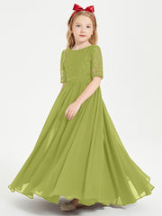 Robes de Demoiselle d'Honneur Junior en Dentelle à Demi-Manches Trèfle