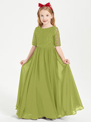 Robes de Demoiselle d'Honneur Junior en Dentelle à Demi-Manches Trèfle