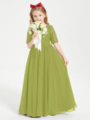 Robes de Demoiselle d'Honneur Junior en Dentelle à Demi-Manches Trèfle