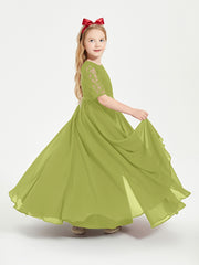 Robes de Demoiselle d'Honneur Junior en Dentelle à Demi-Manches Trèfle