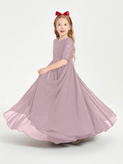 Robes de Demoiselle d'Honneur Junior en Dentelle à Demi-Manches Dusk