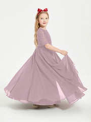 Robes de Demoiselle d'Honneur Junior en Dentelle à Demi-Manches Dusk