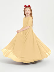 Robes de Demoiselle d'Honneur Junior en Dentelle à Demi-Manches Or