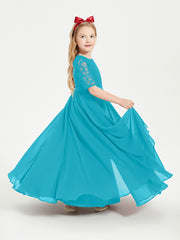 Robes de Demoiselle d'Honneur Junior en Dentelle à Demi-Manches Jade