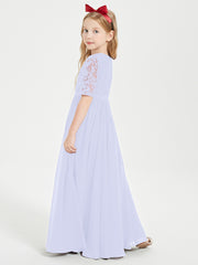 Robes de Demoiselle d'Honneur Junior en Dentelle à Demi-Manches Lavande
