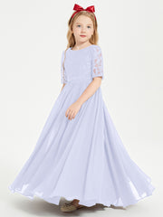 Robes de Demoiselle d'Honneur Junior en Dentelle à Demi-Manches Lavande