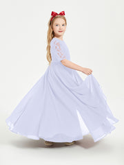Robes de Demoiselle d'Honneur Junior en Dentelle à Demi-Manches Lavande