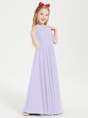 Robes de Demoiselle d'Honneur Junior en Dentelle à Demi-Manches Lilas