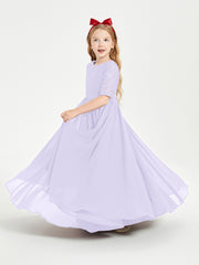 Robes de Demoiselle d'Honneur Junior en Dentelle à Demi-Manches Lilas
