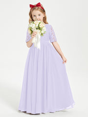Robes de Demoiselle d'Honneur Junior en Dentelle à Demi-Manches Lilas
