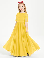 Robes de Demoiselle d'Honneur Junior en Dentelle à Demi-Manches Souci