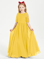 Robes de Demoiselle d'Honneur Junior en Dentelle à Demi-Manches Souci