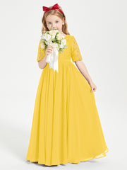Robes de Demoiselle d'Honneur Junior en Dentelle à Demi-Manches Souci