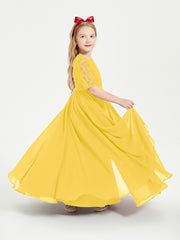Robes de Demoiselle d'Honneur Junior en Dentelle à Demi-Manches Souci