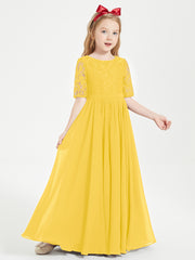 Robes de Demoiselle d'Honneur Junior en Dentelle à Demi-Manches Souci