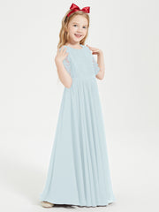 Robes de Demoiselle d'Honneur Junior en Dentelle à Demi-Manches Brume
