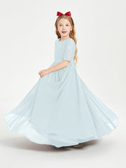 Robes de Demoiselle d'Honneur Junior en Dentelle à Demi-Manches Brume