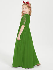Robes de Demoiselle d'Honneur Junior en Dentelle à Demi-Manches Mousse