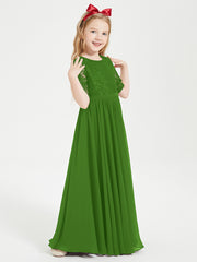 Robes de Demoiselle d'Honneur Junior en Dentelle à Demi-Manches Mousse