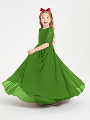 Robes de Demoiselle d'Honneur Junior en Dentelle à Demi-Manches Mousse