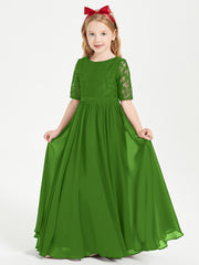 Robes de Demoiselle d'Honneur Junior en Dentelle à Demi-Manches Mousse