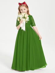 Robes de Demoiselle d'Honneur Junior en Dentelle à Demi-Manches Mousse