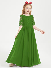 Robes de Demoiselle d'Honneur Junior en Dentelle à Demi-Manches Mousse
