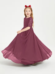 Robes de Demoiselle d'Honneur Junior en Dentelle à Demi-Manches Mûre